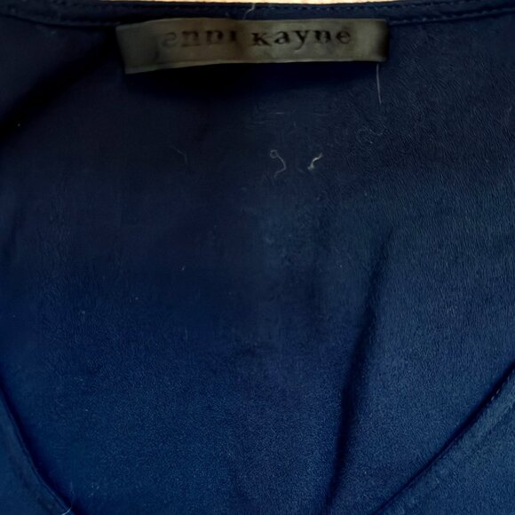 Jenni Kayne Womens V Neck Tie Front Blouse Size XS Navy Capsule Wardrobe Minimal - Picture 6 of 8